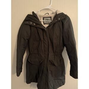 Levi Strauss Sherpa Lined Hooded Parka Jacket Brown Womens Medium Winter Coat